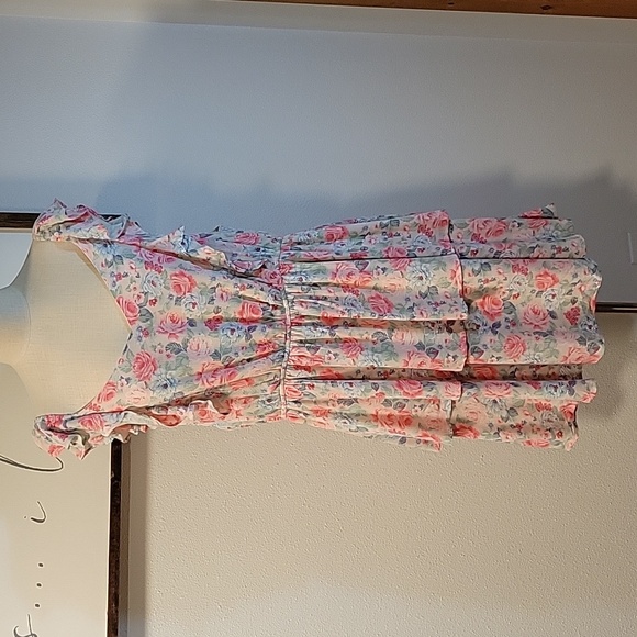 Floral Ruffle Dress - Pink and White - Picture 1 of 12